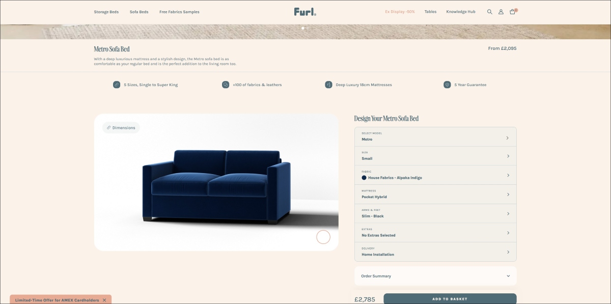 metro sofa bed by furl